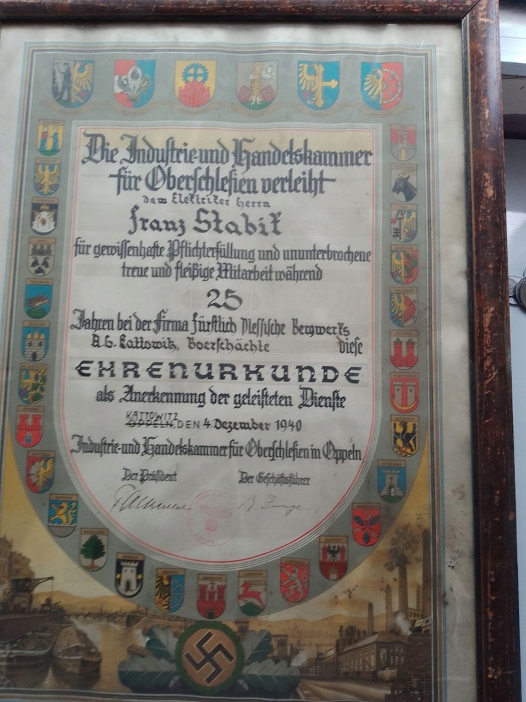 Dyplom za 25 lat służby Generalna Gubernia 1940