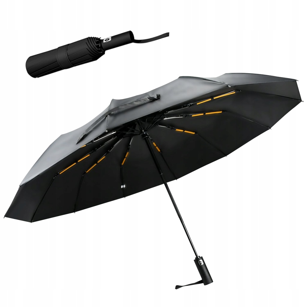 PARASOL 105 CM AUTOMATYCZNY PARASOLKA SKŁADANA UNISEX DUŻY CZARNY
