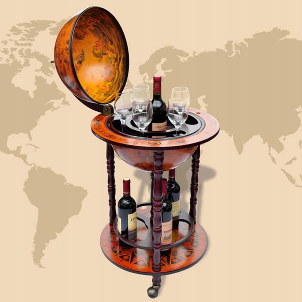 Barek drewniany na wino w kształcie globusa 7725850143