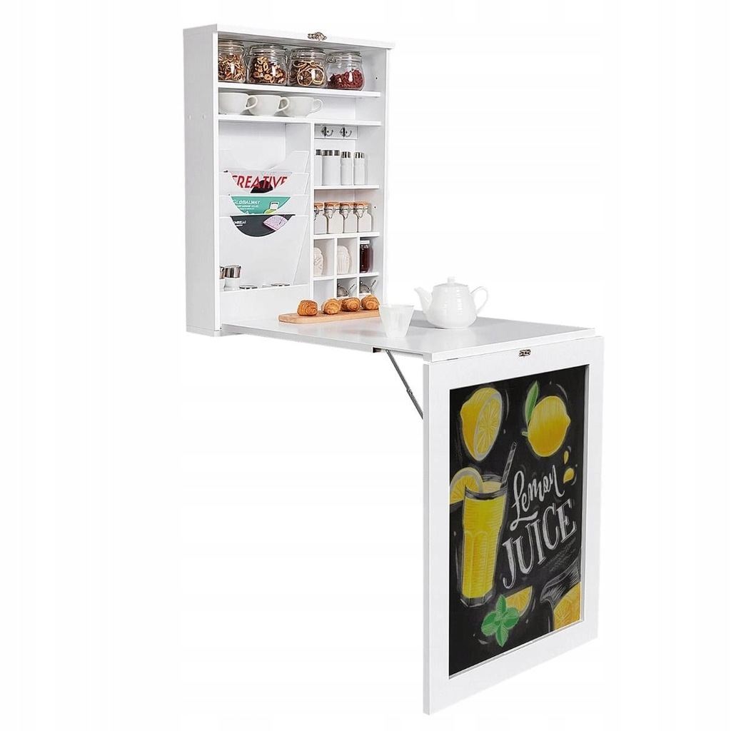 Biurko ścienne składane z tablicą 87 x 60 x 150 cm białe