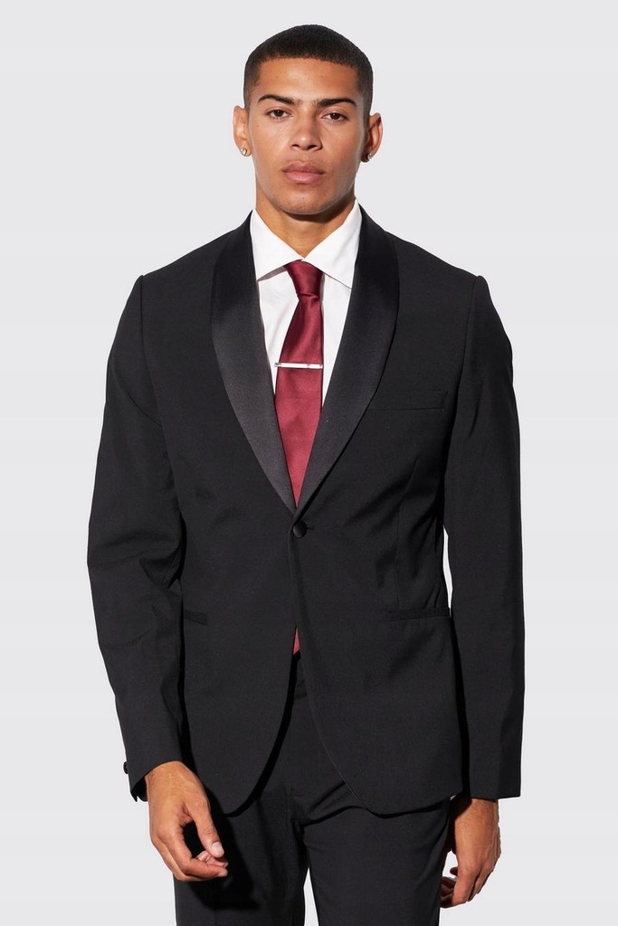 ZC52204 *BOOHOO CZARNA MARYNARKA MĘSKA SLIM FIT 50