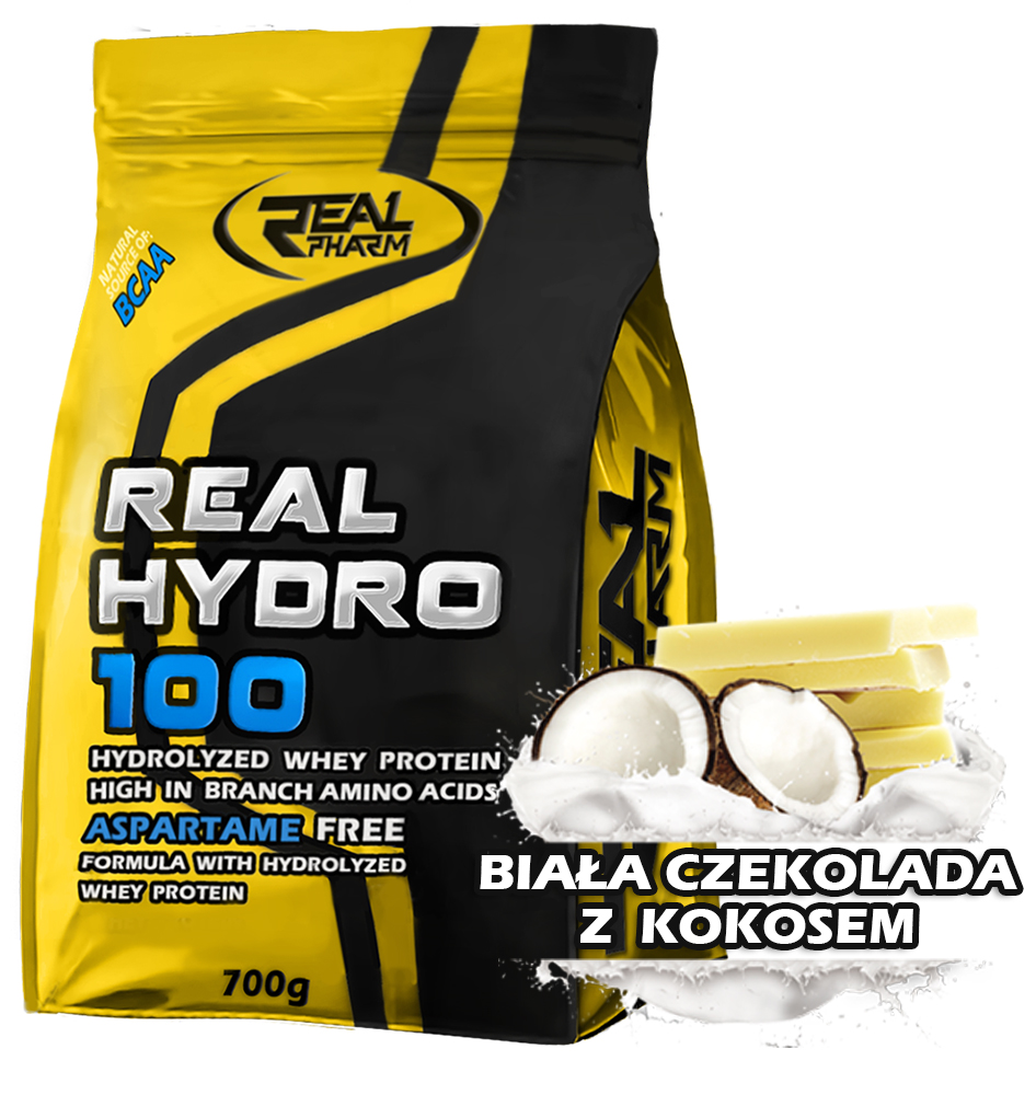 Real Pharm Hydro Whey 100 BIAŁA CZEK. KOKOS 700g - 8783889377 - oficjalne archiwum Allegro