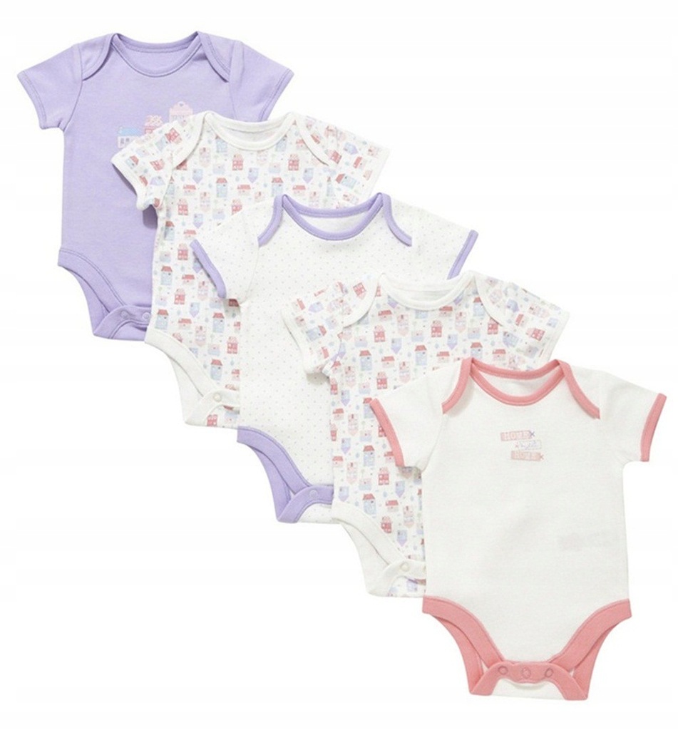 5x Bawełniane body krótki rękaw 12-18 m 86 cm