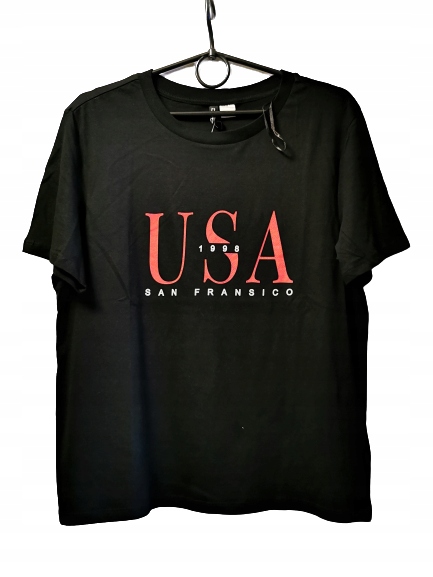 T-shirt USA nadruk H&M czarny M DIVIDED luźny