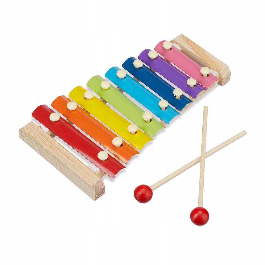 Child-Friendly Natural/Colourful Nice Sound Relaxdays Wooden Xylophone for Children Metal Keys 
