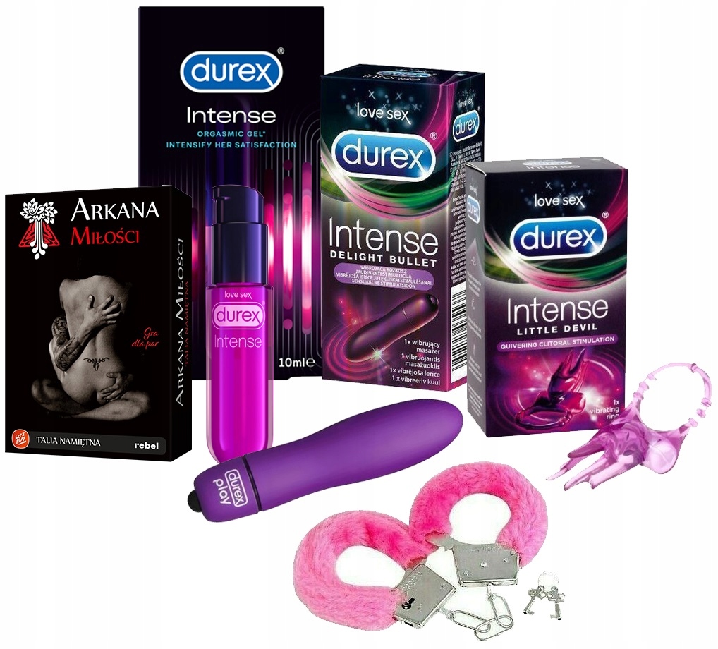 WALENTYNKI ZESTAW GRA KAJDANKI NAKŁADKA ŻEL DUREX