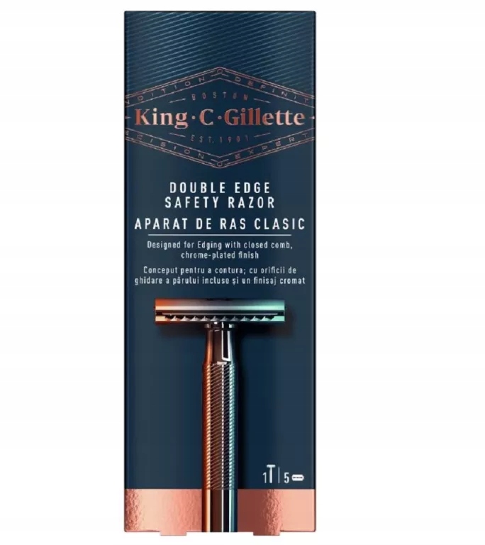 KING C. GILLETTE DOUBLE EDGE MASZYNKA + 5 OSTRZY - 13175611998 ...