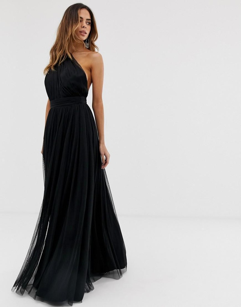 ASOS DESIGN__XPX CZARNA TIULOWA MAXI SUKNIA__XS