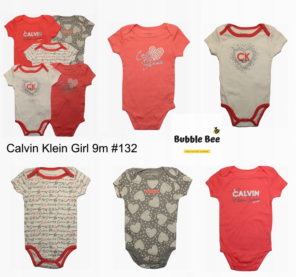 Calvin Klein,5 szt body,baby girl, prezent, 9-12mc
