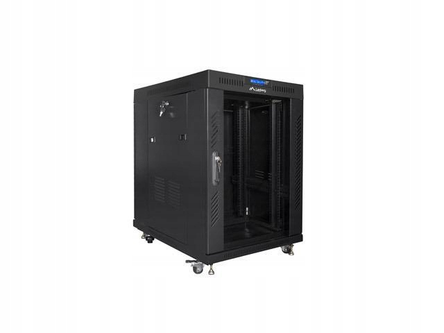 Szafa instalacyjna stojąca 19'' 15U 600x800 czarna drzwi szklane LCD