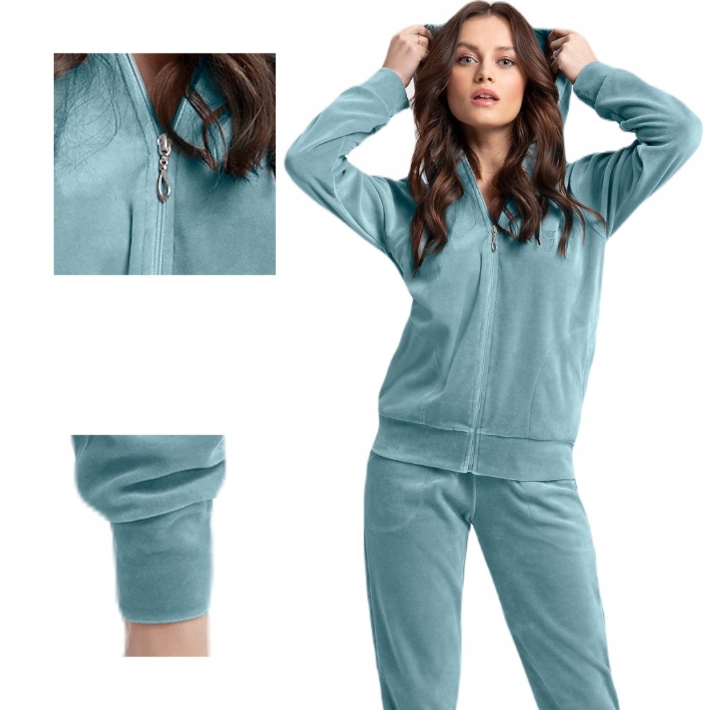 Dres damski LUNA kod 309 welur miętowy XL