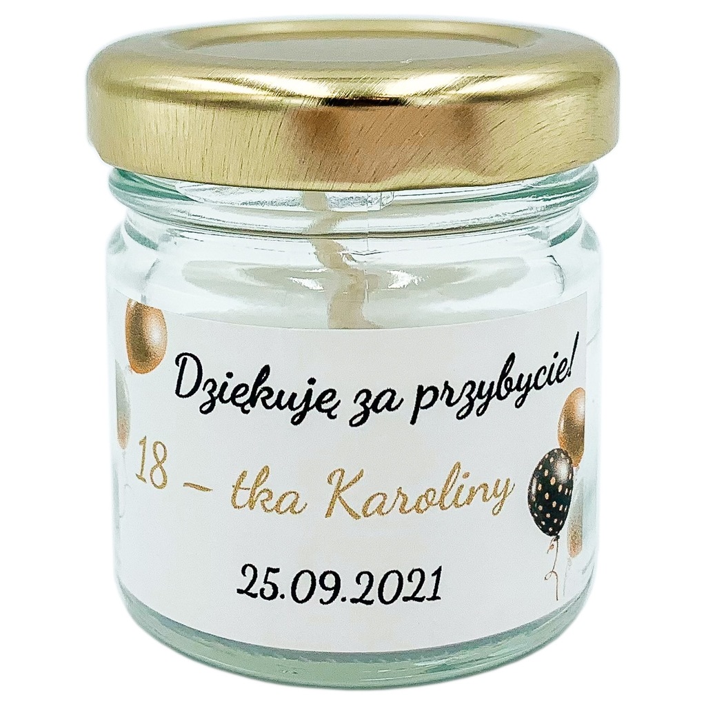ŚWIECZKA PODZIĘKOWANIE dla gości z okazji 18 20 30 40 50 60 URODZIN IMIENIN