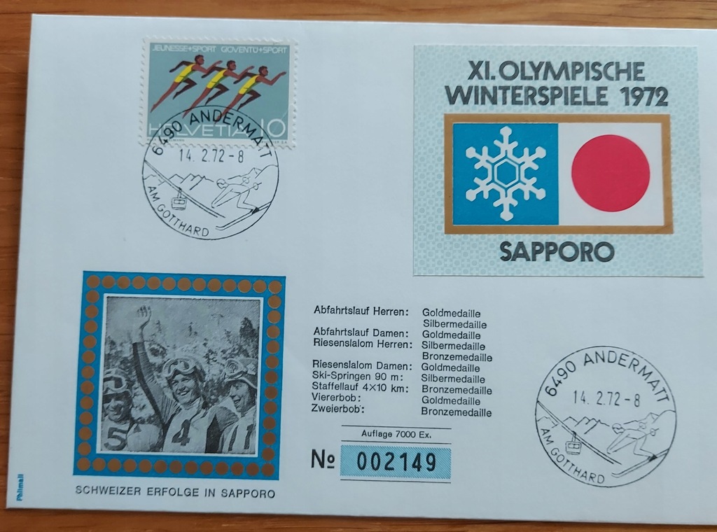 OLIMPIADA w SAPPORO -1972 r. FDC.