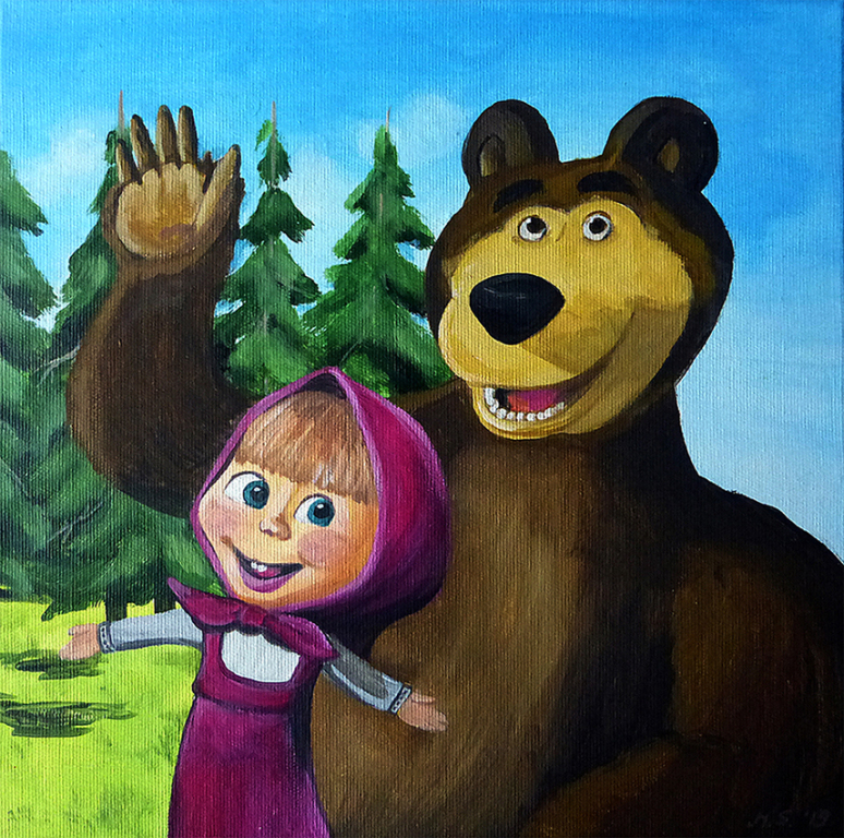 "Masza i Niedźwiedź" - obrazek 30 x 30 cm