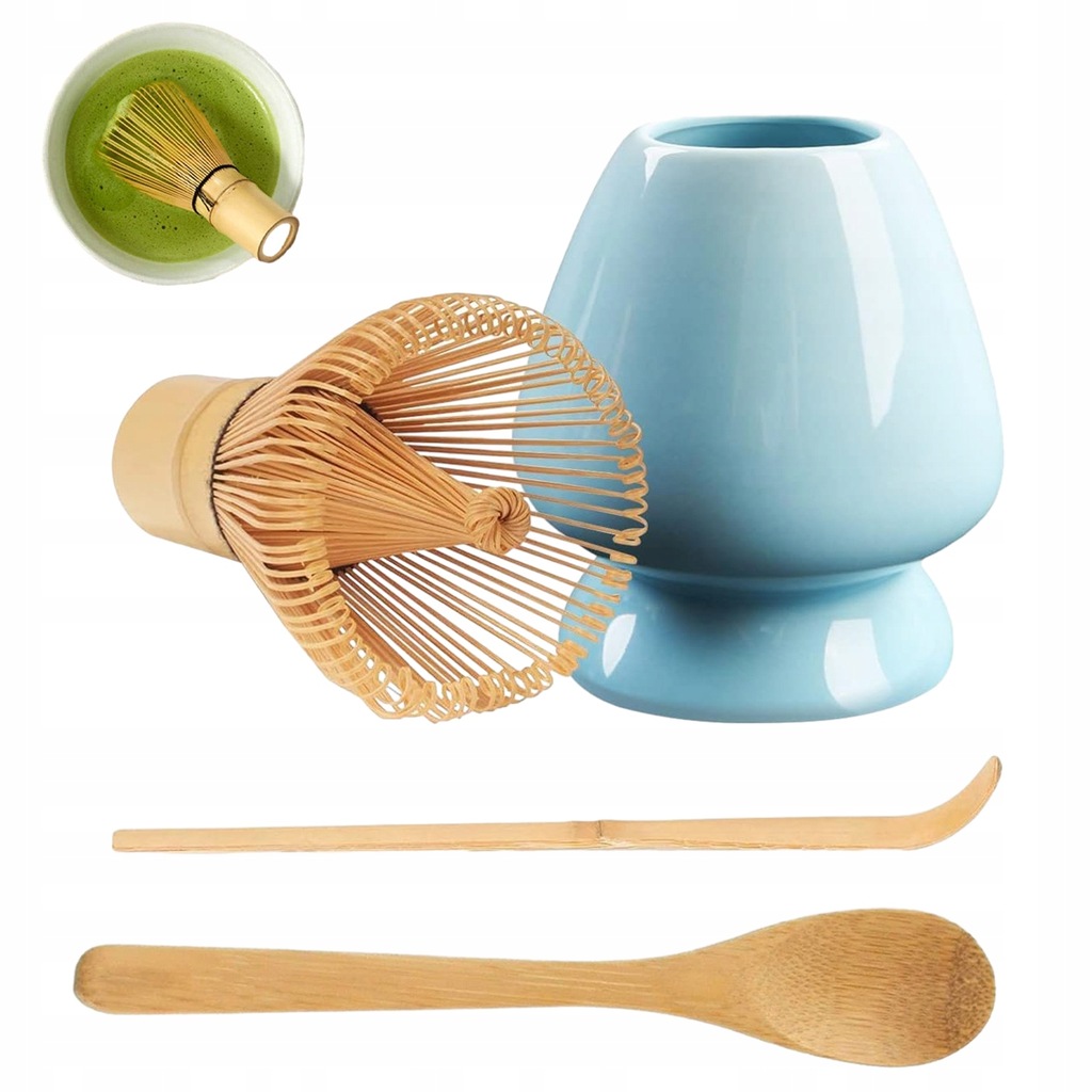 Bamboo Matcha Tea Set With Whisk/Spoon/Pointed Whisk/Ceramic Holder Durable