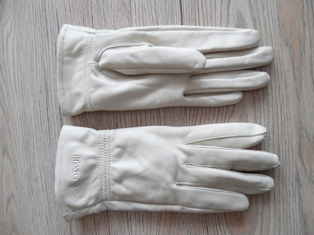 BOSS rękawiczki skóra naturalna ecru j. NOWE