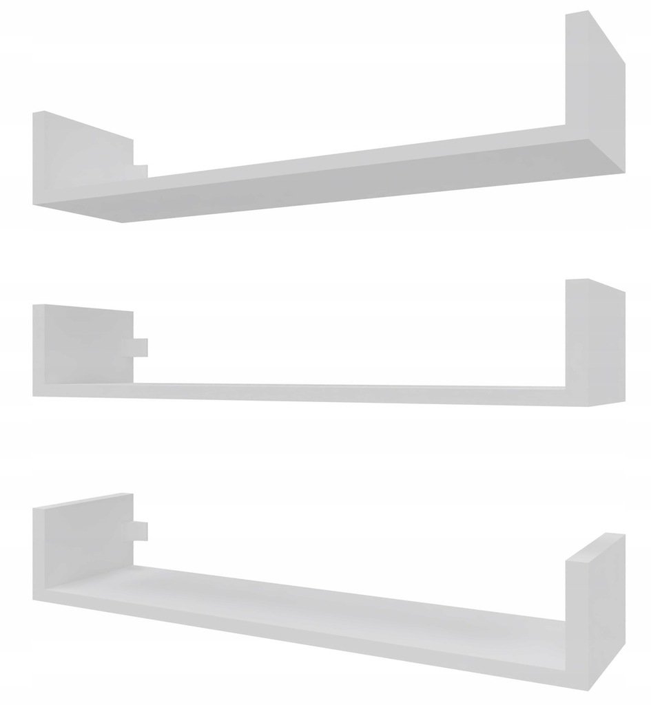 Półka wisząca ścienna do salonu zestaw 3 półek na książki 3x80 cm biała mat