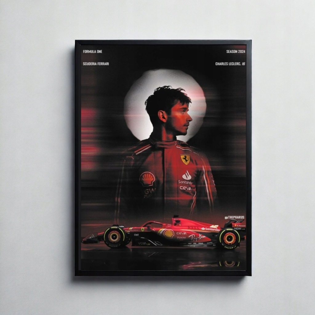 Plakat A3 charles leclerc F1 motoryzacja dekoracja prezent