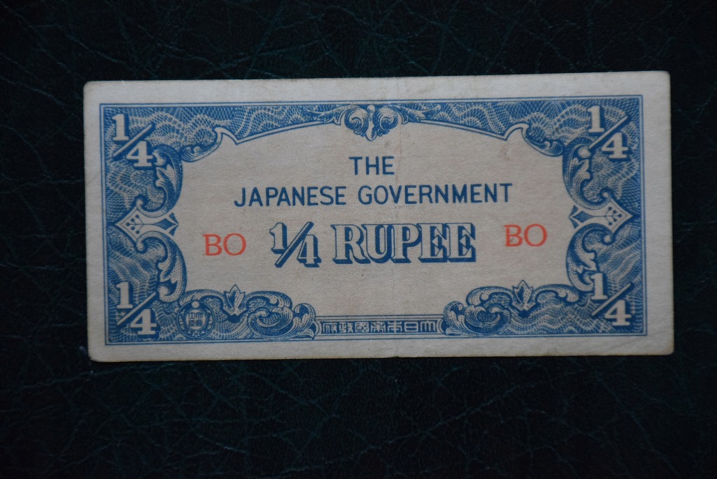 Banknot Japonia okupacja Birma 1/4 Rupee !!!