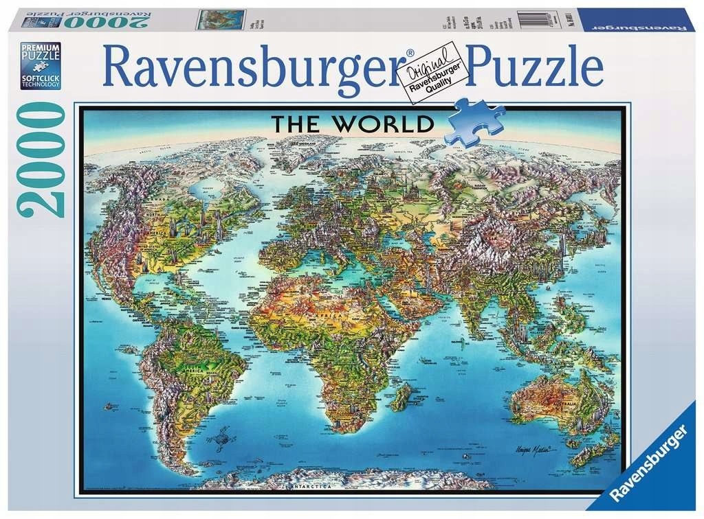 Ravensburger Polska Puzzle 2000 elementów Mapa świ