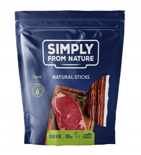 SIMPLY FROM NATURE Przysmaki dla psów Naturalne cygara z jelenia 3szt
