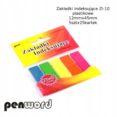 Zakładki indeks plastikowe 5x25 12mmx45mm