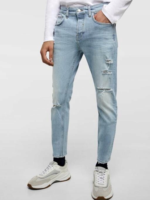 02E044 ZARA MAN__MK4 SPODNIE JEANS RIPPED__W36