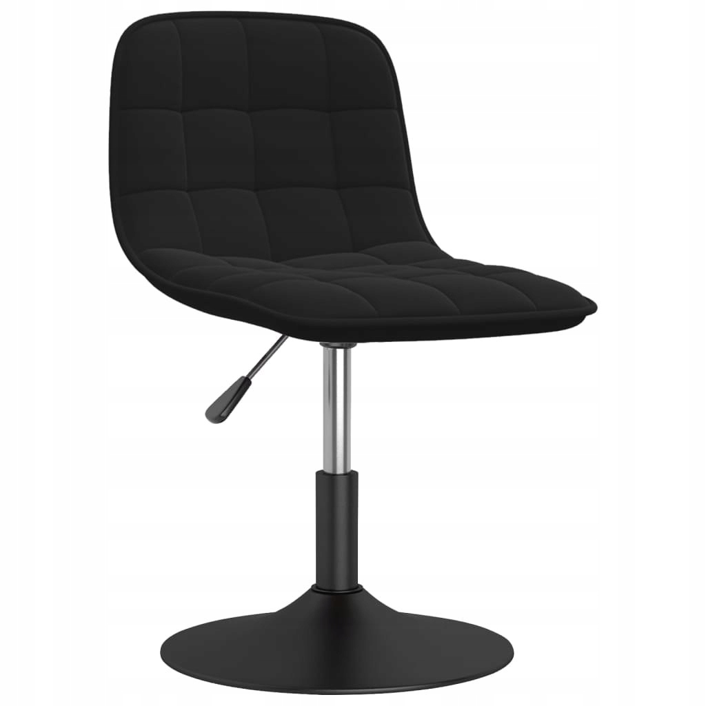 Obrotowe krzesło stołowe, czarne, obite aksamitem
