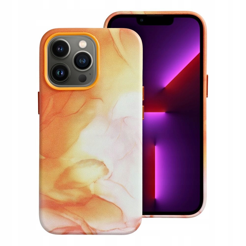 Futerał LEATHER MAG COVER kompatybilny z MagSafe do IPHONE 13 Pro orange