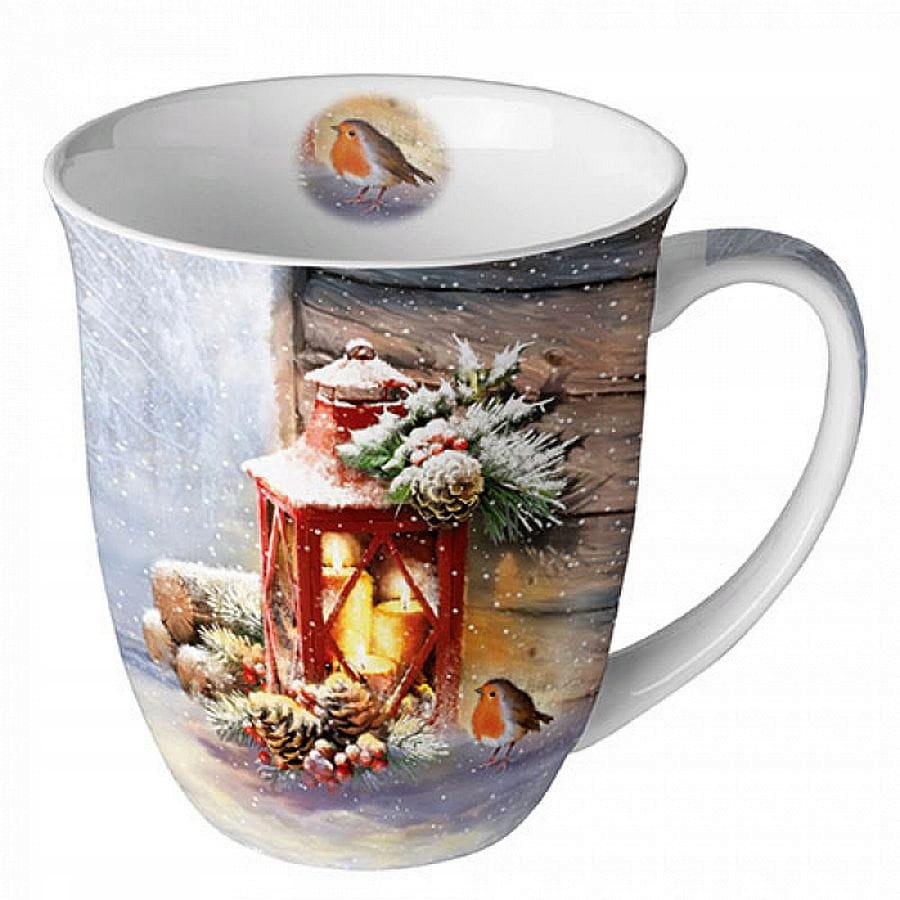 Ambiente, kubek 400ml - Robin by Lantern, ptak-rudzik z latarenką