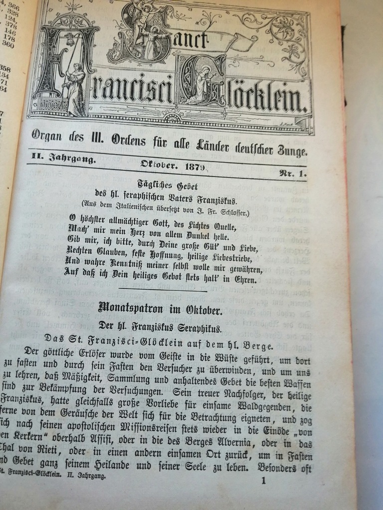 rocznik 1879 Mnisi Franciszkanie Niemcy gazeta