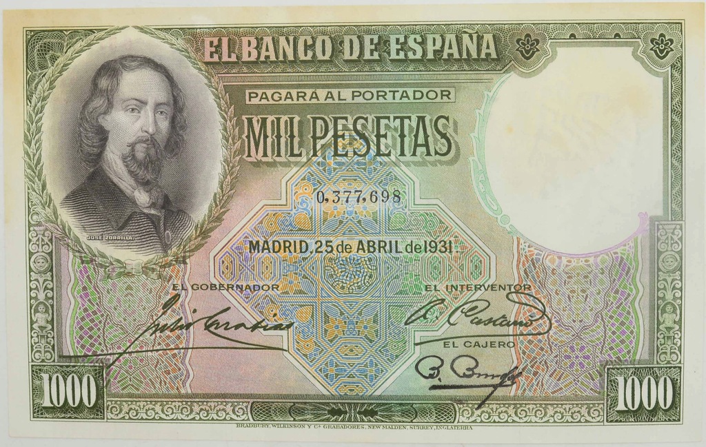 21.fu.Hiszpania, 1 000 Peset 1931 u.rzadki, St.1-