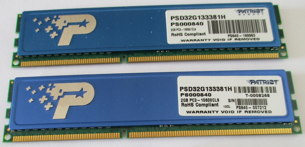 PAMIĘĆ RAM DDR3 PATRIOT 4GB (2x2GB) 1333MHz CL9