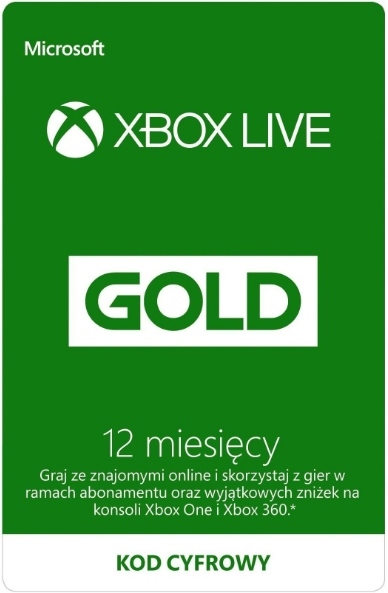 XBOX LIVE GOLD 12 MIESIĘCY 1 ROK EU PL KLUCZ KOD