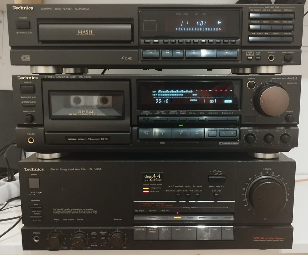 Technics - CD SL-PG420A Magnetofon RS-BX727 Wzmacniacz SU-V85A SPRAWNE