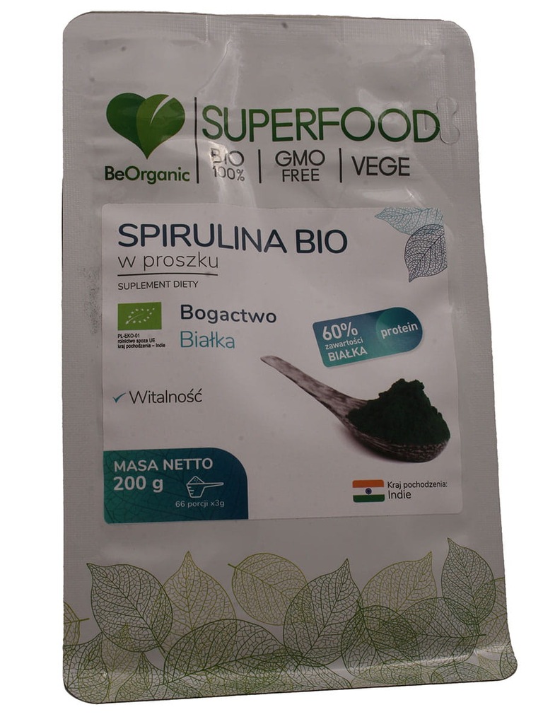 Spirulina Bio w proszku 200g BeOrganic Medicaline