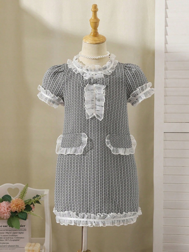 SHEIN dziewczęca mini prosta sukienka elegancka 6L