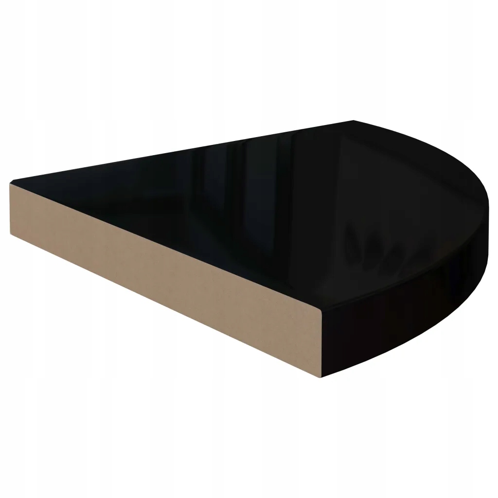 vidaXL Narożna półka ścienna, wysoki połysk, czarna, 35x35x3,8 cm, MDF