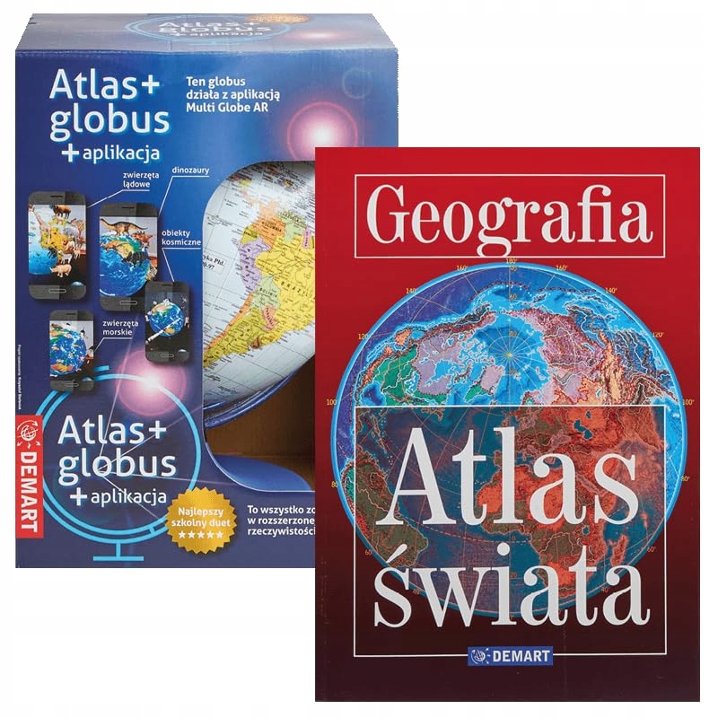 DEMART ZESTAW ATLAS ŚWIATA + GLOBUS 25623