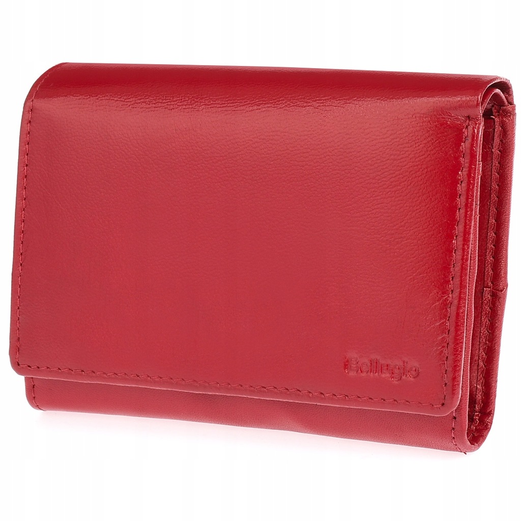 Zgrabny portfel damski skórzany w wyrazistych kolorach Bellugio czerwony