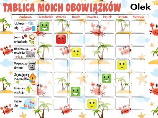 Dziecko 40x30cm tablica plaży magnetyczna plan tyg