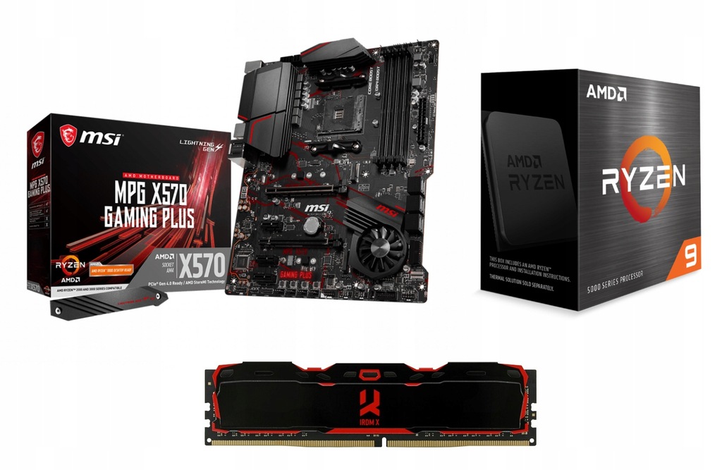 AMD Ryzen 9 5900X MSI MPG X570 セット Zestaw AMD Ryzen 9 5900X + MSI X570 + 16GB 3200