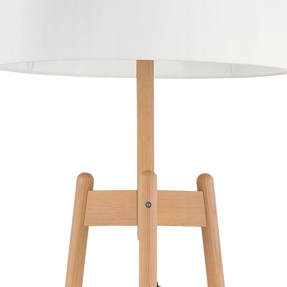 LAMPA PODŁOGOWA PEREZ BIAŁA Z DREWNIANĄ PODSTAWĄ 168CM