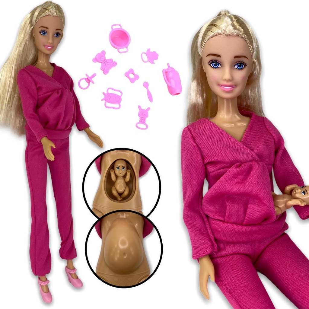 LALKA BARBIE W CIĄŻY Z BRZUCHEM OTWIERANYM BABY
