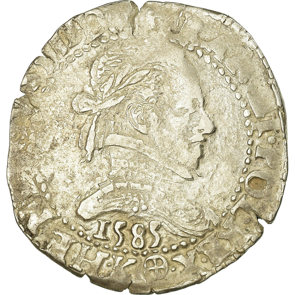 Moneta, Francja, Henri III, Demi Franc, 1585, Bord