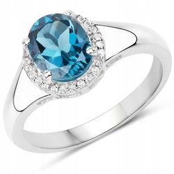 PIERŚCIONEK TOPAZ LONDON BLUE KRYSZTAŁY GÓRSKIE
