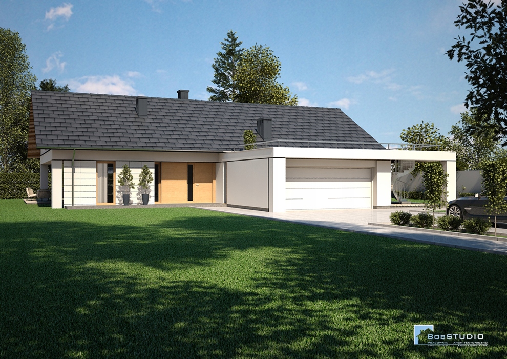 Projekt Domu Parterowego- NOWOCZESNA WILLA B673