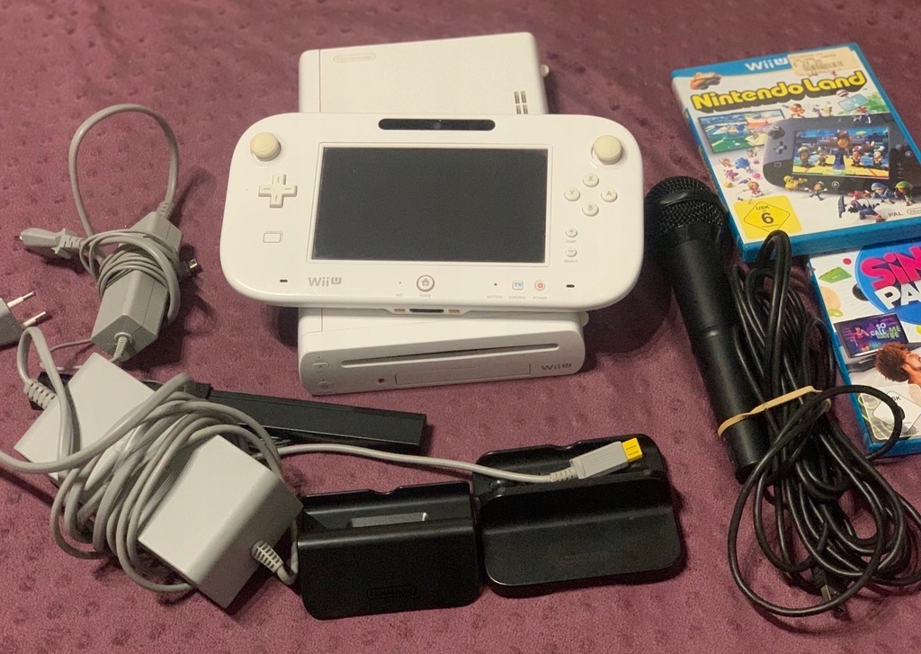 Nintendo Wii U Białe Komplet Mikrofon Gry