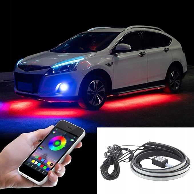 LED OŚWIETLENIE PODWOZIA 4 LISTWY RGB ANDROID APP TUNNING LAMPKI ZEWNĘTRZNE