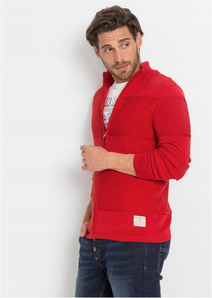 *B.P.C sweter męski rozpinany czerwony XL.